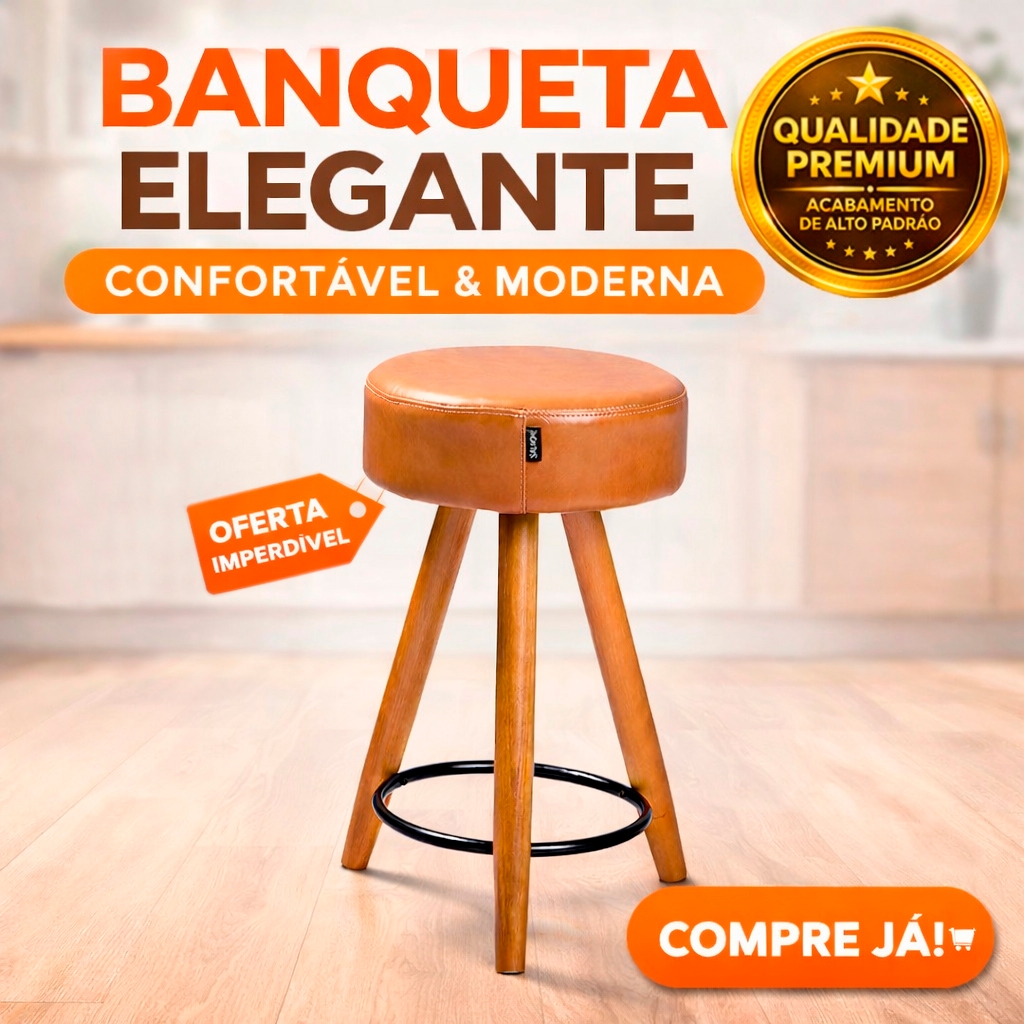 Banqueta Baixa Banco de Cozinha Redondo Banquinho  Estrutura Madeira Natural Milton - Cores em Oferta na Shopee