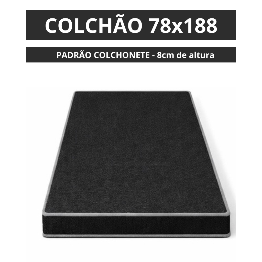 COLCHÃO SOLTEIRO COM 8cm de altura - 78x188 PADRÃO COLCHONETE