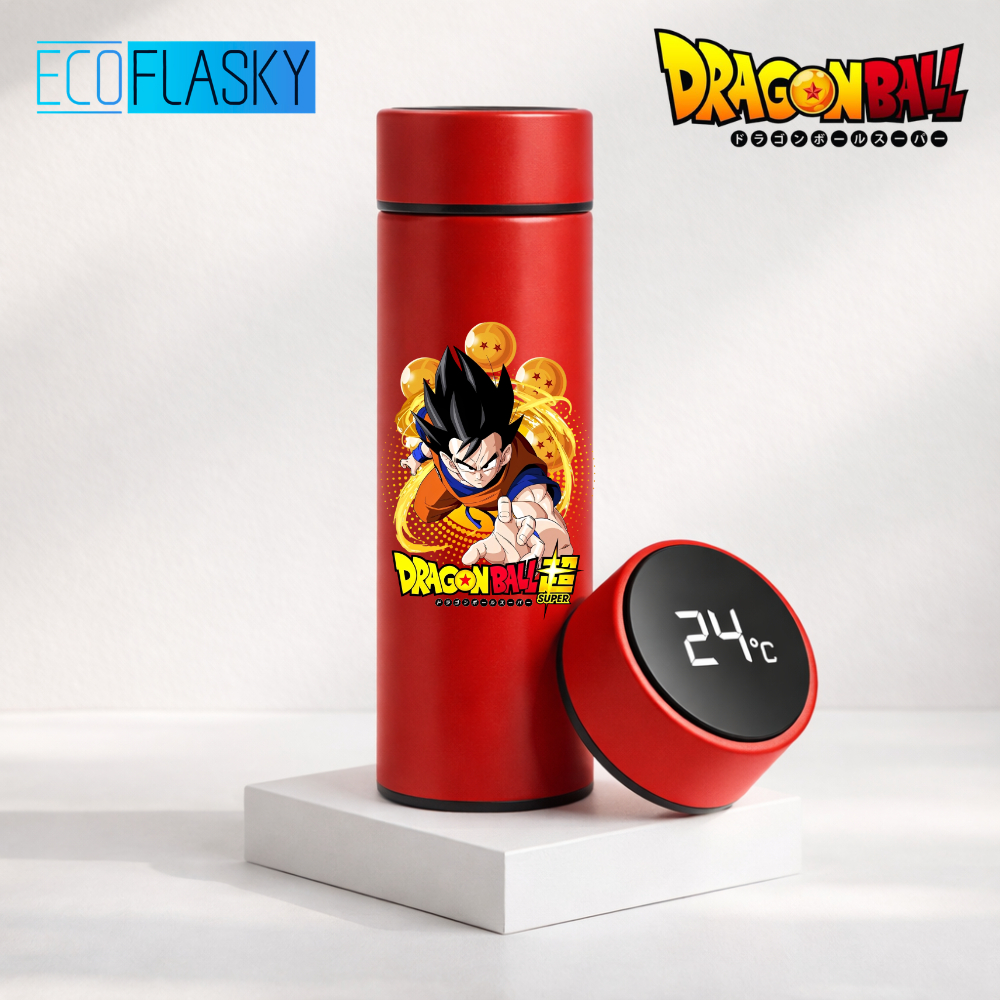 Garrafa Térmica de Água Aço Inoxidável Gohan Dragon Ball Termometro LED Digital Anime Mangá 500ml