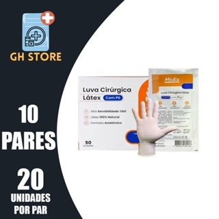 kit 10 Pares Luvas Cirúrgica Estéril 6,5/7,0/7,5/8,0/8,5 - MEDIX em Oferta na Shopee