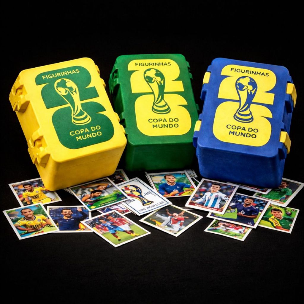 Case Figurinhas Copa do Mundo 2026 – Porta Figurinhas Estojo Organizador com Compartimento Interno