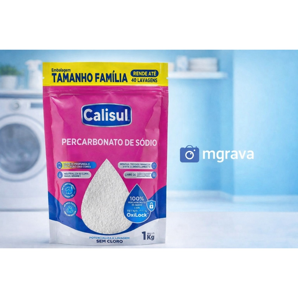 Percarbonato De Sódio Tira Manchas Branqueador Alvejante  Roupas Brancas e Coloridas - Granulado 100% Puro Calisul em Oferta na Shopee