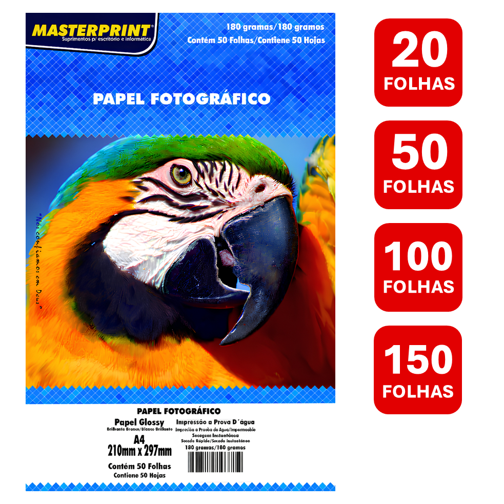 Papel Fotográfico 180G A4 Glossy Brilhante À Prova D'água Premium MASTERPRINT em Oferta na Shopee