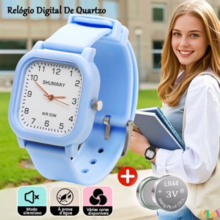 Relógio De Quartzo Estudantis Para Exames a Prova D água Relógio De Pulso Esportivo Quadrado em Oferta na Shopee