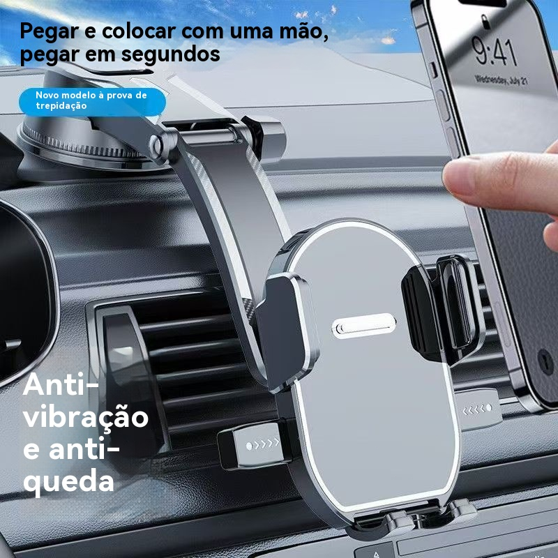 Suporte Navegação Celular Automotivo, Base Ventosa Anti-Queda, Braço Extensível, ABS, Compatível Todos Smartphones