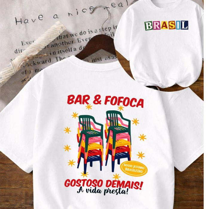Camiseta Camisa Feminina 100%Algodão roupa blusa estilosa Copa do Brasil Bandeira Bar e Fofoca