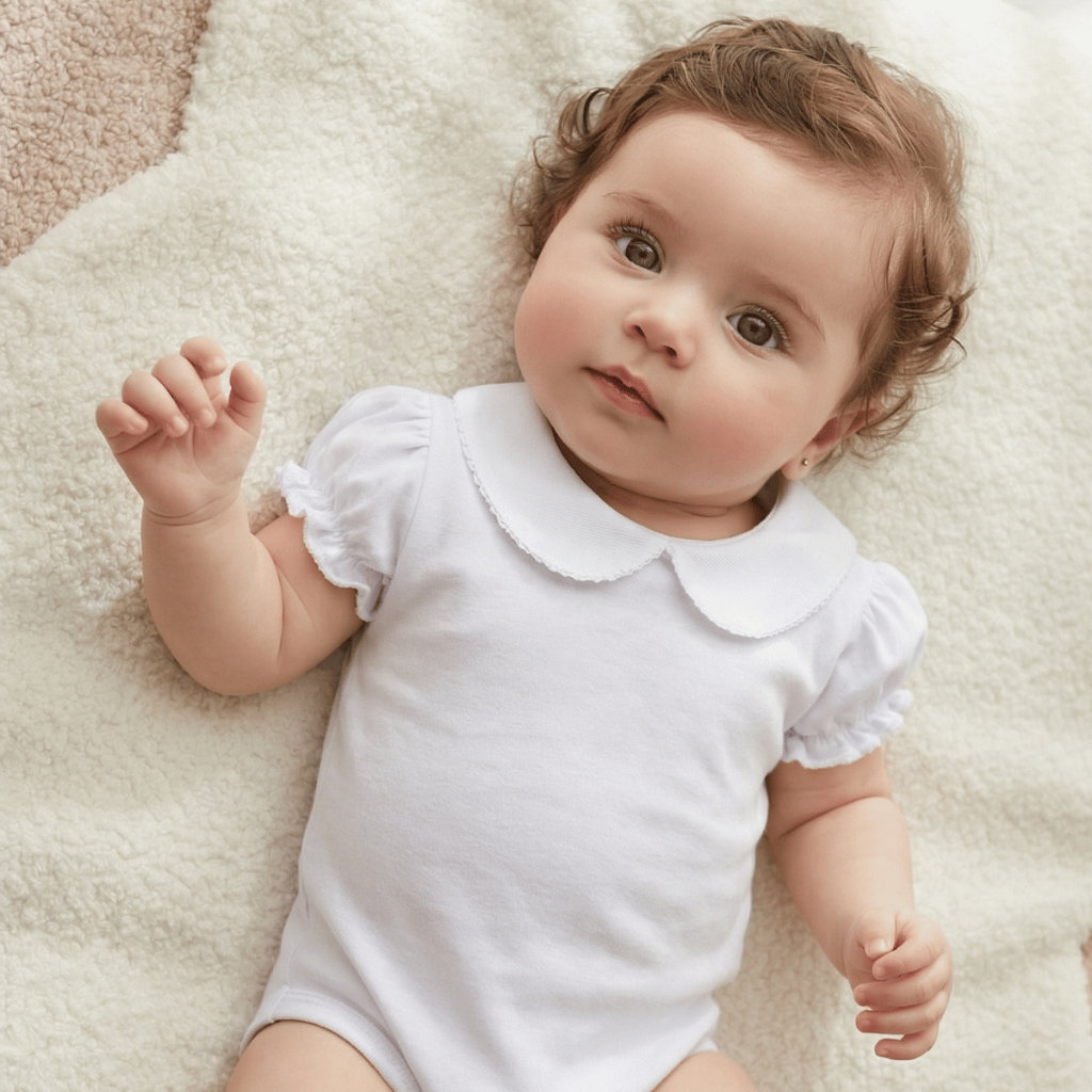 Body Bebê Menina Branco Gola Picueta 100% Algodão Manga Curta ou Longa RN ao G em Oferta na Shopee