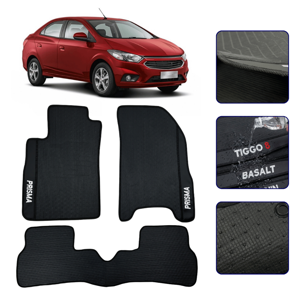Jogo de Tapete Emborrachado para Prisma 2013 14 15 16 17 18 2019 Premium Kit Aut