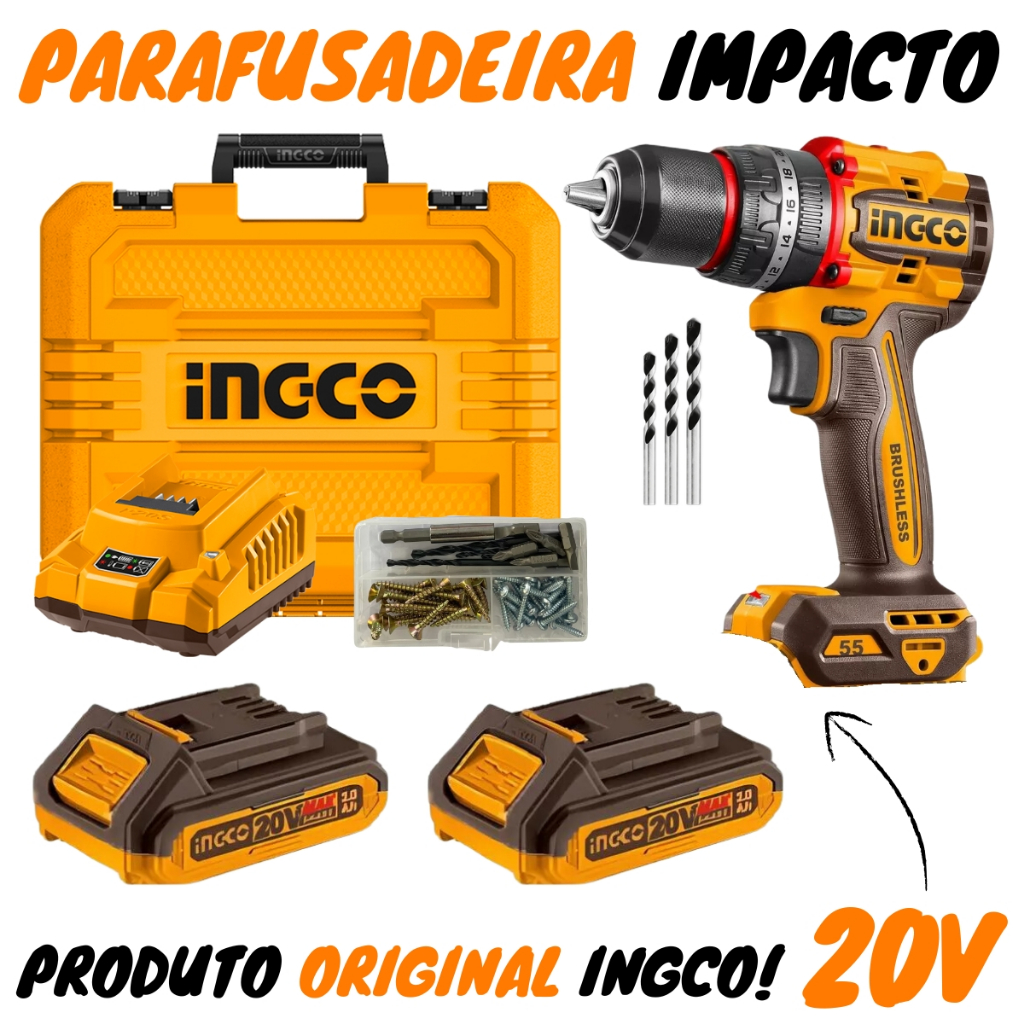 Parafusadeira De Impacto 20v 1/2'' Brushless Cidli20558-9 Ingco