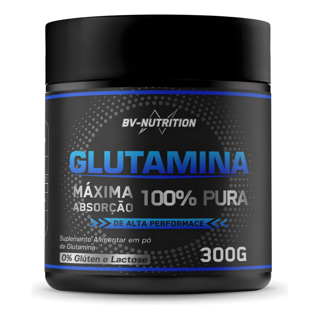 Glutamina Pó Alta Performance 100% Pura 300g - Bv Nutrition Sabor Aminoácido
