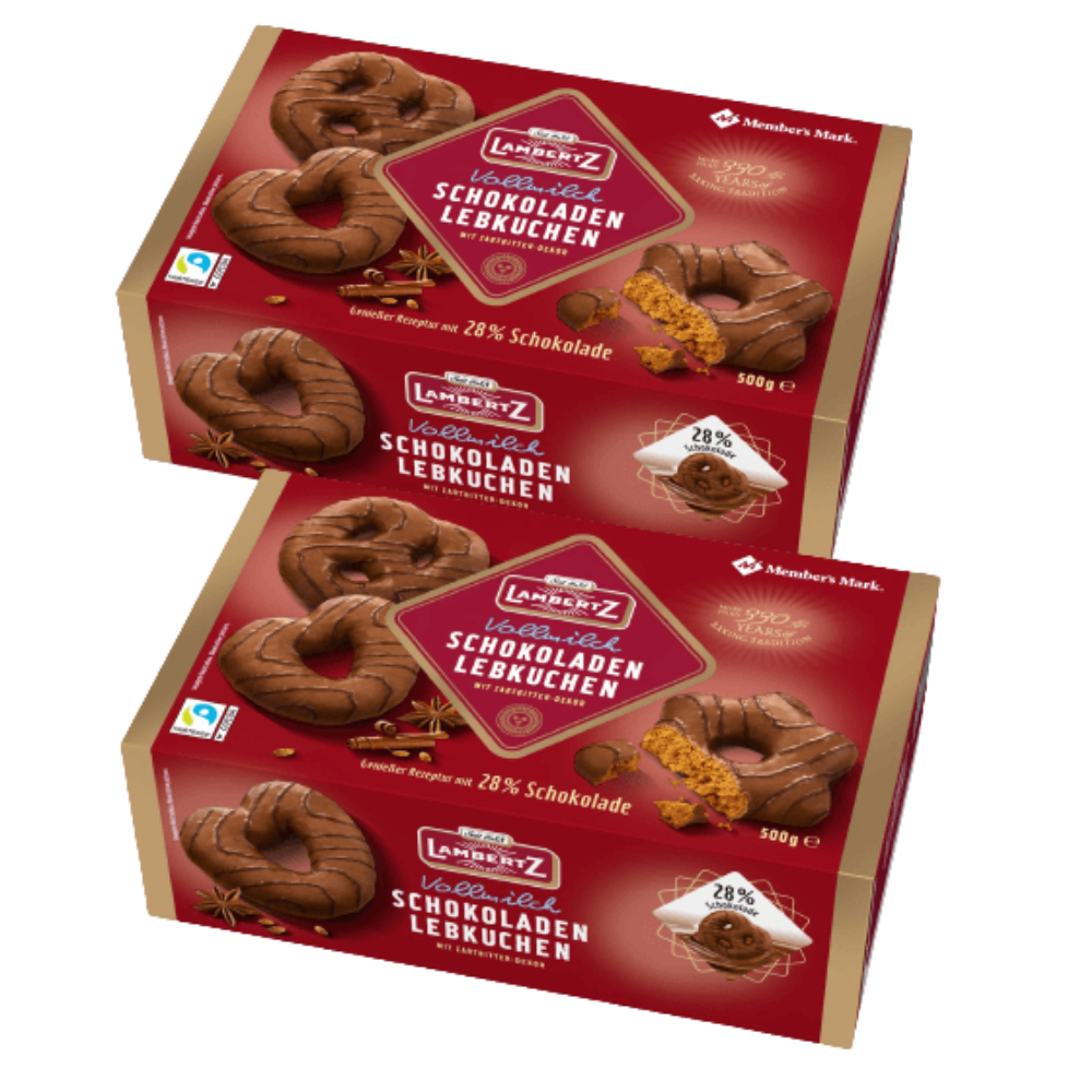 Kit 2 Caixas Pão de Mel Alemão Lambertz 500g – Schokoladen Lebkuchen Premium