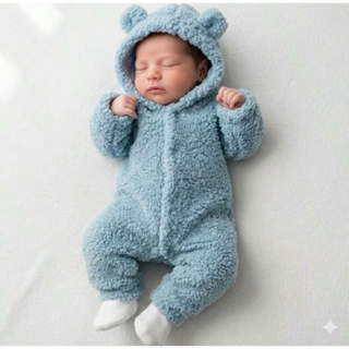 Macacão Bebê Carapinha peluciado com Capuz e Orelhinhas | Tamanhos RN ao GG e Macacão meia estação em Oferta na Shopee