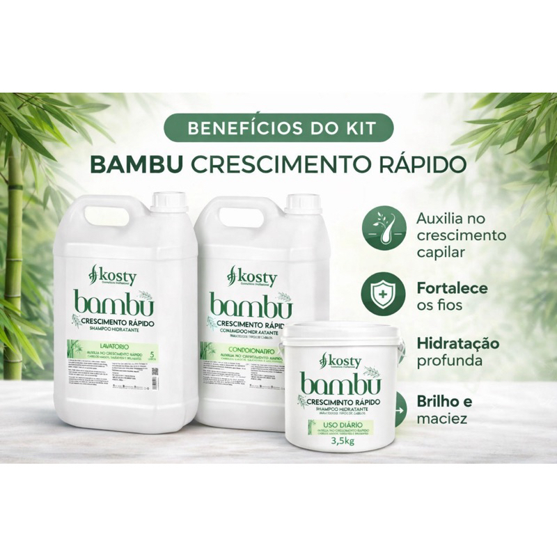 linha shampoo  e condicionador bambu kosty profissional de salão