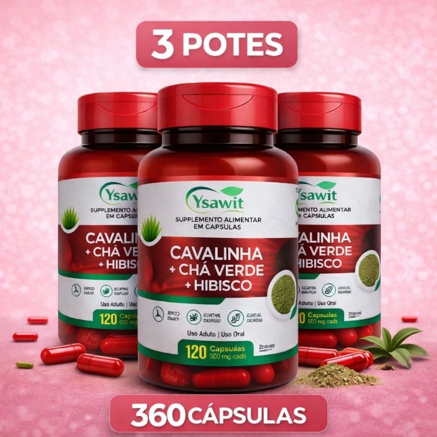 Hibisco + Cavalinha + Chá Verde - 120 capsulas 500mg em Oferta na Shopee