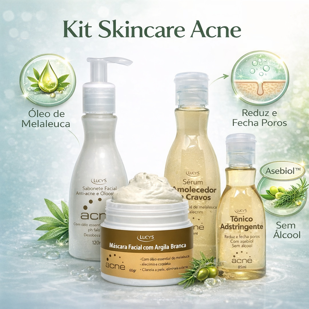 Kit Limpeza de Pele Cravos e Oleosidade Sabonete Máscara Argila Tônico 4 itens Sabonete Sérum Tônico em Oferta na Shopee