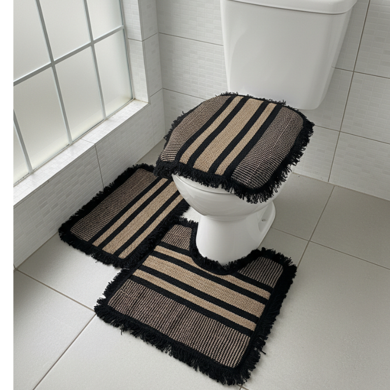 Kit 3 Tapete Para Banheiro Luxo Moderno Seca Rápido Kit Para Banheiro em Oferta na Shopee