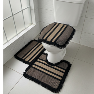 Kit 3 Tapete Para Banheiro Luxo Moderno Seca Rápido Kit Para Banheiro em Oferta na Shopee