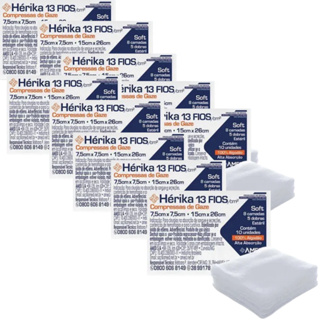 Kit 10 Pacotes Gaze Estéril Hérika Amed 7,5x7,5 13 Fios C/5 und em Oferta na Shopee