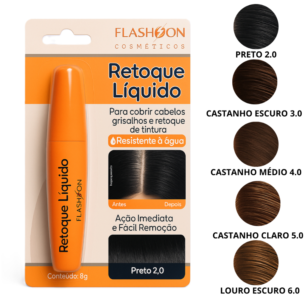 RETOQUE LIQUIDO FLASHON COBRE CABELOS GRISALHOS E RETOQUES DE TINTURA