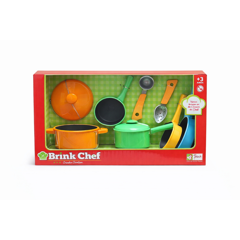 Jogo de Panelinhas Infantil 9 Peças Brink Chef com Acessórios Original Brink Model