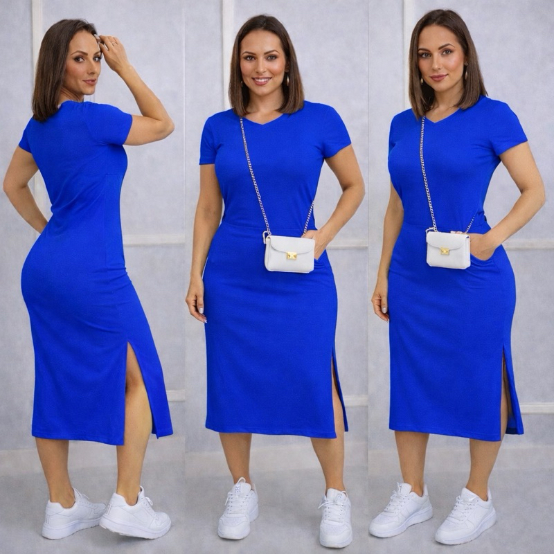 Vestido casual mais vendidos  fenda lateral MIDI de bolso  moda feminina  verão  festa tubinho em Oferta na Shopee