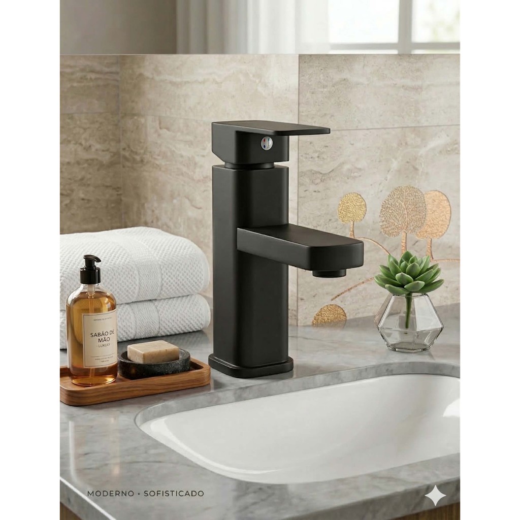 Torneira Preta para Pia de Banheiro – Bancada | Monocomando, Decoração, ABS em Oferta na Shopee