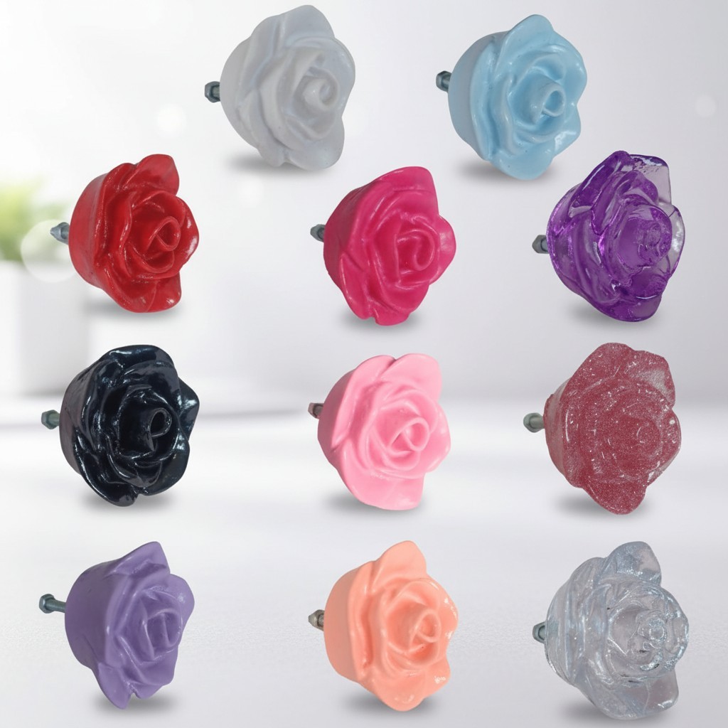 Puxador Rosa G Resina Kit com 11 Peças Decoração Penteadeira Armário Decoração de Quarto