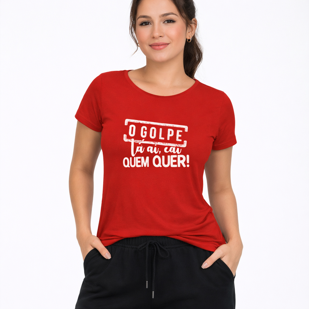 Blusa Feminina Com Manga *baby Long Line* Esportiva (est. O Golpe 001)- Academia Caminhada  VERMELHO