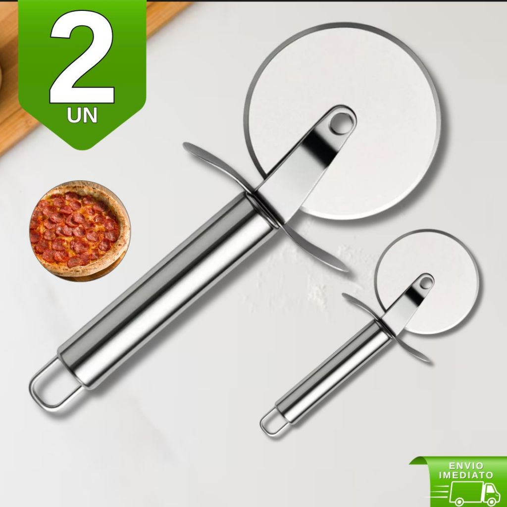 Kit 2 Carretilha Cortadora Fatiadora de Pizza e Massas Inox - Cozinha e Restaurante