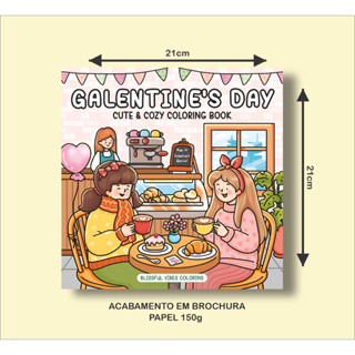 Livro de Colorir GALENTINES DAY com 43 Páginas de 21x21cm 150g em Oferta na Shopee