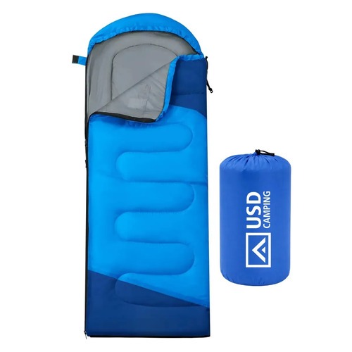 Saco De Dormir Camping Impermeável Usd Confortável 2,10m X 75cm C/ Bolsa De Transporte Cor Preto Cinza Laranja Azul