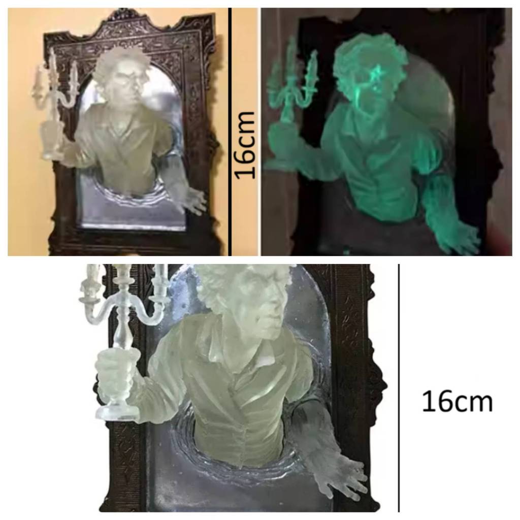 Escultura de parede fantasmagórica, decoração luminosa em espelho, terror halloween