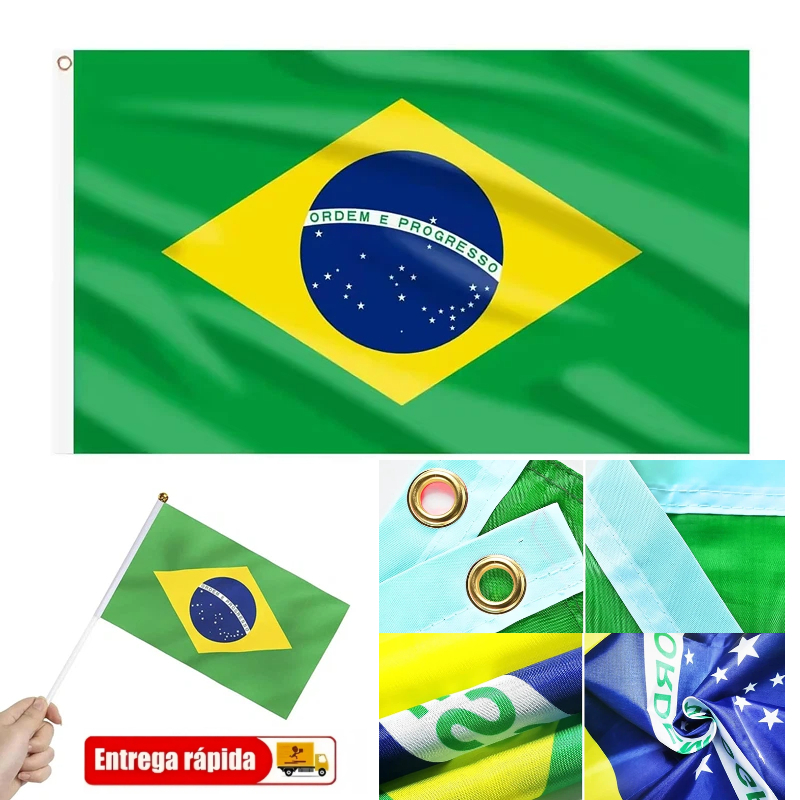 Bandeira Do Brasil Oficial Dupla Face (1,50m X 90cm) Premium Inclui Bandeirinha de Brinde