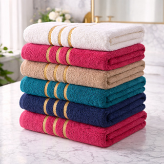 Kit Luxo: 6 Toalhas de Banho/Banhão Efeito Dourado Super Felpudas e Macias 100% Algodão em Oferta na Shopee