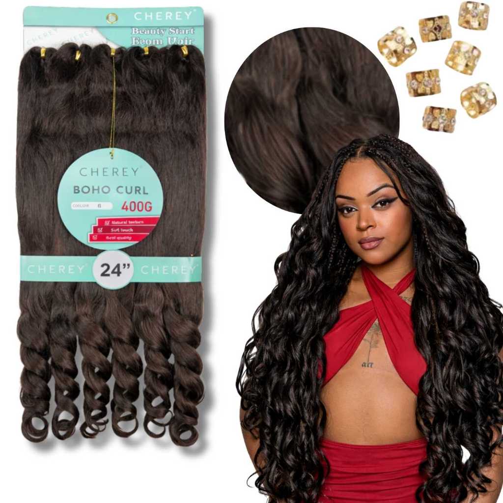 Cabelo Aplique Jumbo Boho Curls Cacheado Fulani Afro Braids
