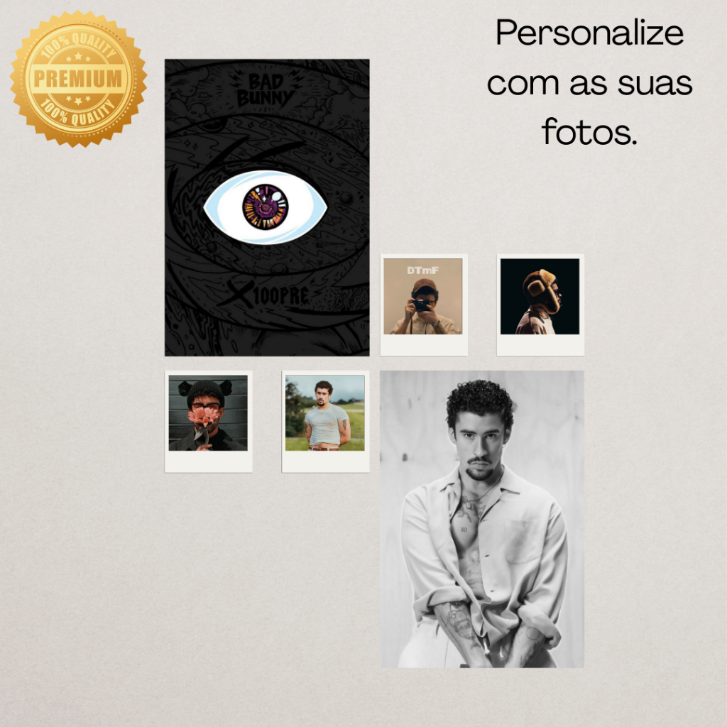Kit 2 Pôsteres A4 + 4 Mini Fotos Estilo Música Latina Trap – Decoração Aesthetic para Quarto