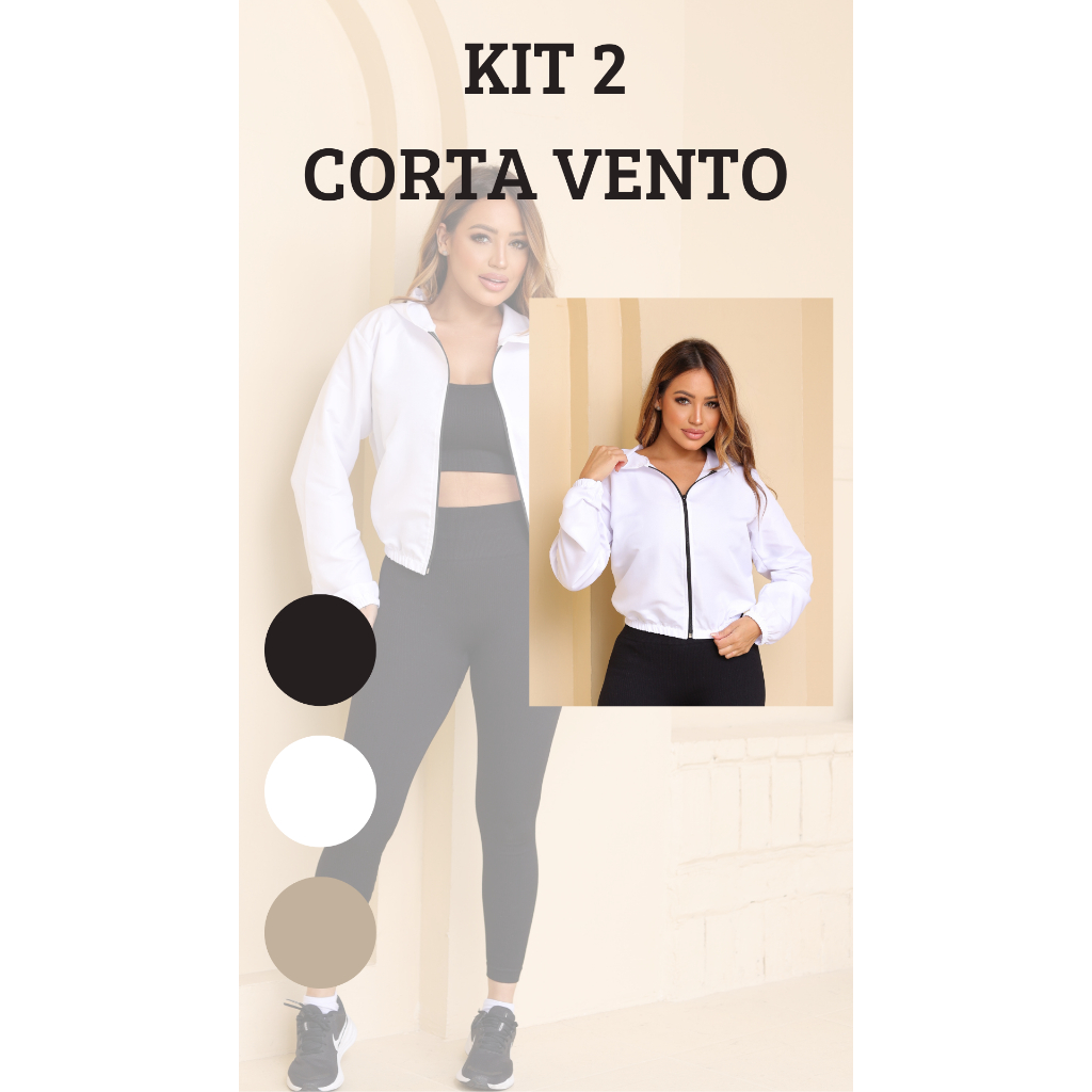 jaqueta corta vento KIT2 basico liso feminino