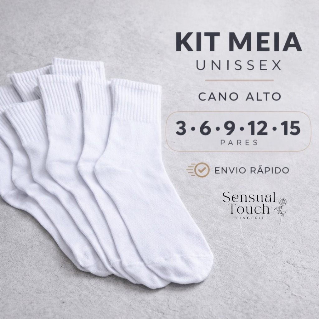 Kit Pares Meia Cano Longo Feminino e Masculino em Oferta na Shopee