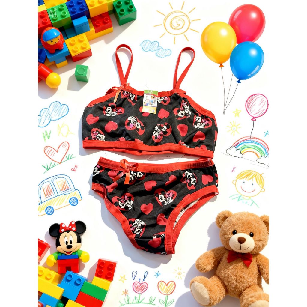 Kit c/3 Conjunto Infantil Top + Calcinha Algodão Estampado