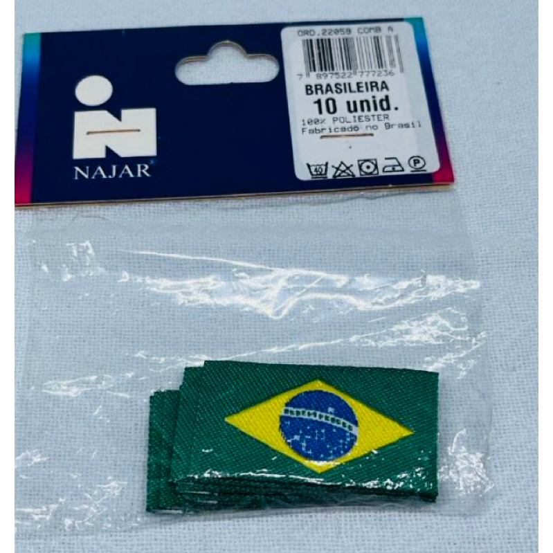 Etiqueta bordada da bandeira do Brasil com 10 unidades em Oferta na Shopee