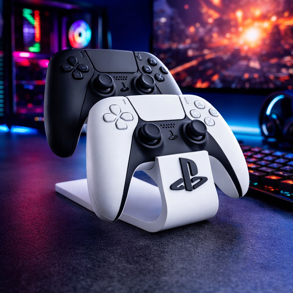 Suporte Duplo P/ 2 Controles PS5 PS4 Gamer Organizador para Mesa Setup PlayStation Porta Controle