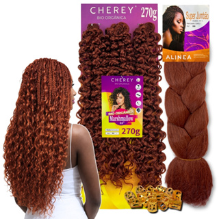 Kit Trança Gypsy Jumbo Alinea + Cabelo Cacheado Bio Orgânico Marshmallow Cherey em Oferta na Shopee