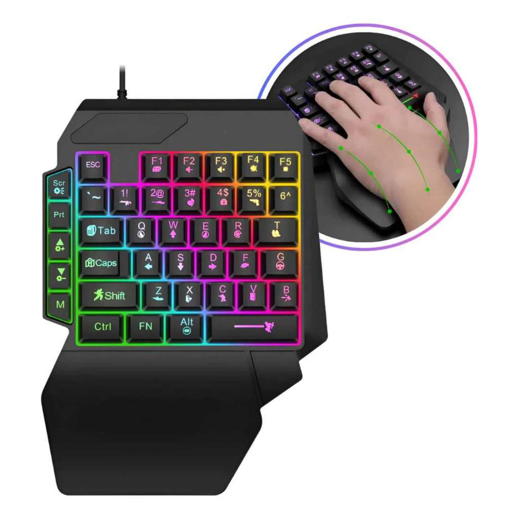 Teclado Semi Mecanico Gamer Single Hand Uma Mão Pc Celular em Oferta na Shopee