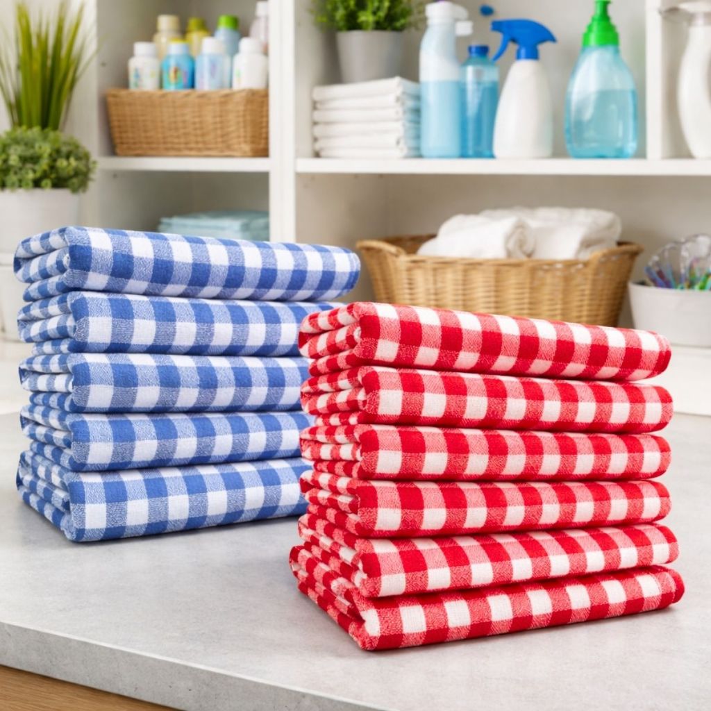 Kit 5 Pano De Chão Limpeza Saco Xadrez 100% Algodão