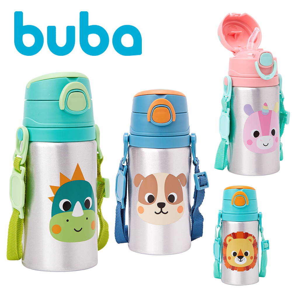 Copo Garrafinha de Alumínio com Canudo Princesa Tubarão Bebê Buba