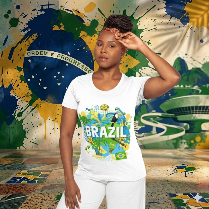 Camiseta branca manga curta unissex, copa do mundo, Brasil, seleção Brasileira, Brasileiro, Brazil, envio rápido.