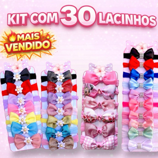 Kit com 30 Laços de Cabelo Infantil | Laços de Bebê | Lacinhos para Meninas | Faixinha de Bebê em Oferta na Shopee
