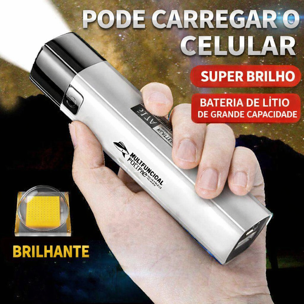 Nova Lanterna Tática LED Ultra Brilhante 2 em 1 Mini Tocha Iluminação Externa 3 Modos Com Cabo de Carregamento USB