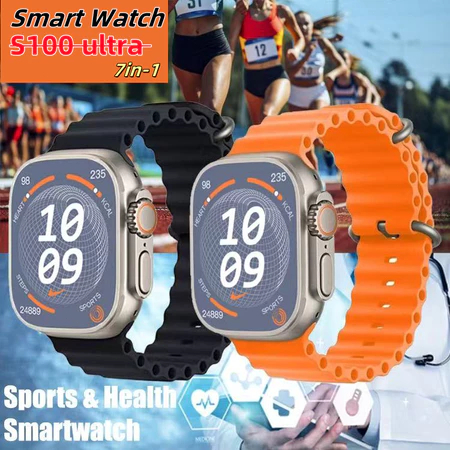 S100 Ultra 9 Novo Smartwatch Smart Watch 7 Em 1 Cordões 49mm Tela Touch Completa Touchscreen Relógio De Esportes Com Cas