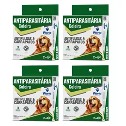 Kit com 4 Coleiras Antipulgas Carrapatos Dugs Cães Cachorro- 56CM